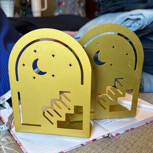 Gold Moon and Stars Bookends